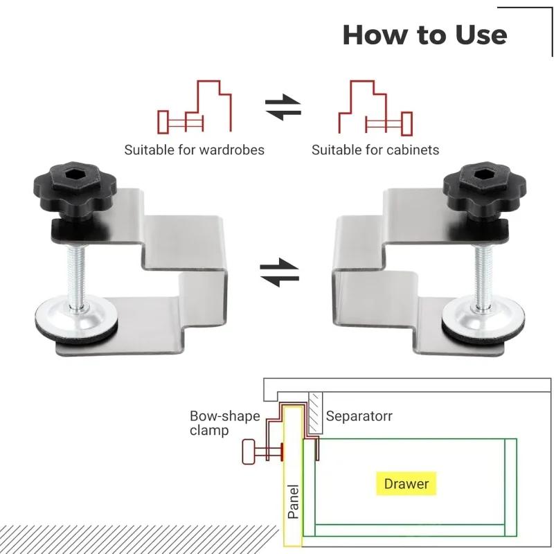 2Pcs Woodworking Jig Cabinet Tool Steel Drawer Front Installation Clamps Drawer Panel Clips Hand Tool Home Furniture Accessories