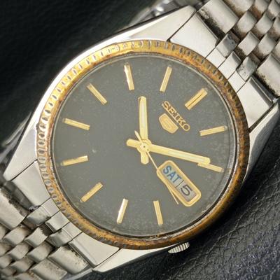 Б/У подлинные старинные автоматические мужские часы SEIKO 5 из Японии с оригинальным циферблатом a435061-2
