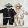 Детский повседневный флисовый костюм для мальчиков и девочек, утепленный велюром, двухпредметный набор, одежда из бутика, простой стиль