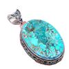 Tibetan Turquoise Gemstone Handmade 925 Sterling Silver Jewelry Pendant 2.17" AH-774