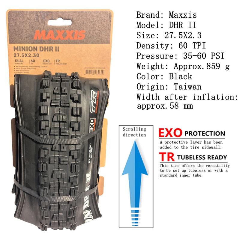 Maxxis Minion DHR (M327ru) 26/27.5/29 дюймов, Складная покрышка для даунхилла для горного велосипеда, Более износостойкая и с лучшим сцеплением в поворотах