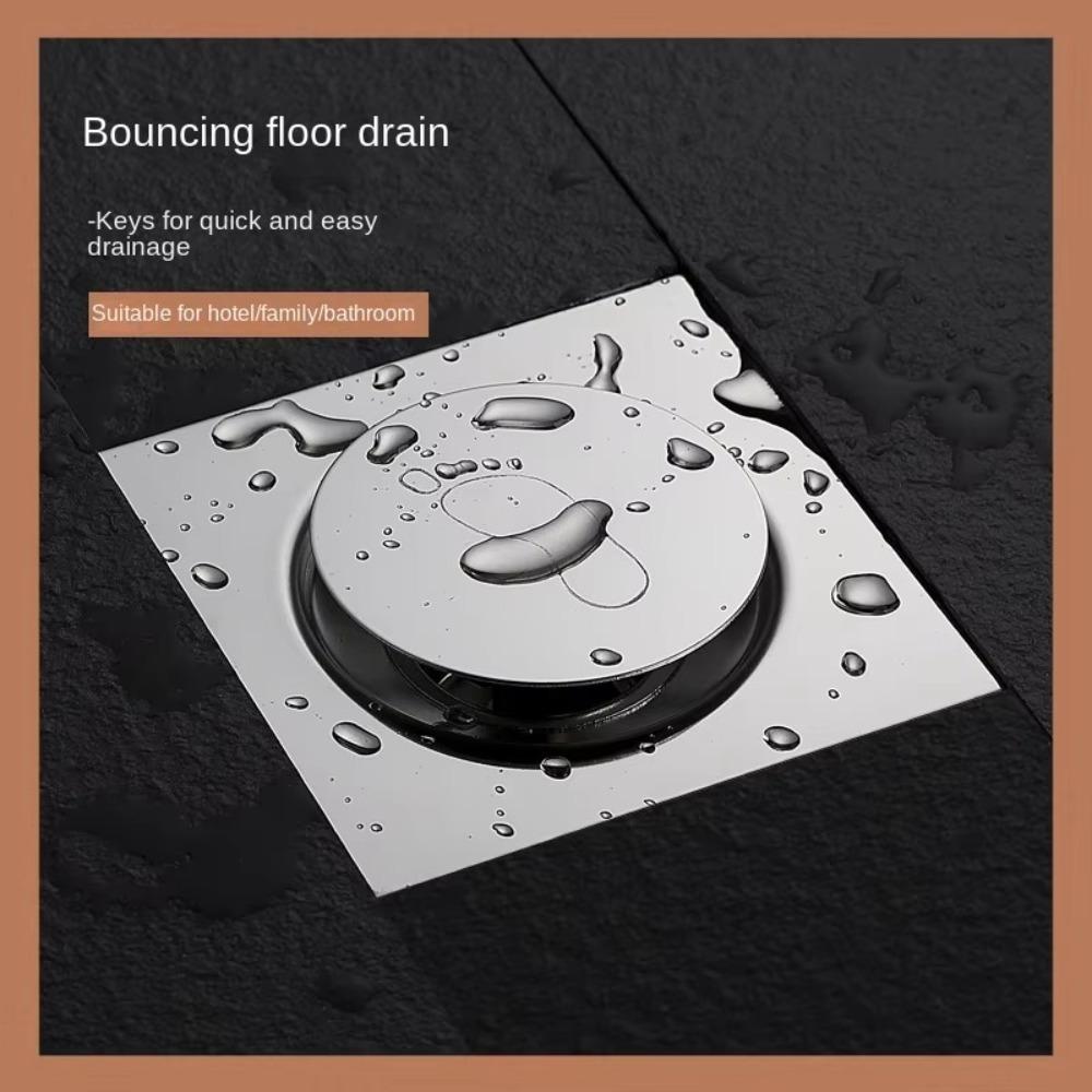 Pop Up Bounce Press-Type Floor Drain Durable Metal Pedal Type Drain Filter Removable Anti-odor Sewer Floor Strainer