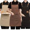 1 шт. Универсальный холщовый фартук для fine dining с карманами, унисекс, идеально подходит для кофейен, ресторанов и модных поясных комбинезонов