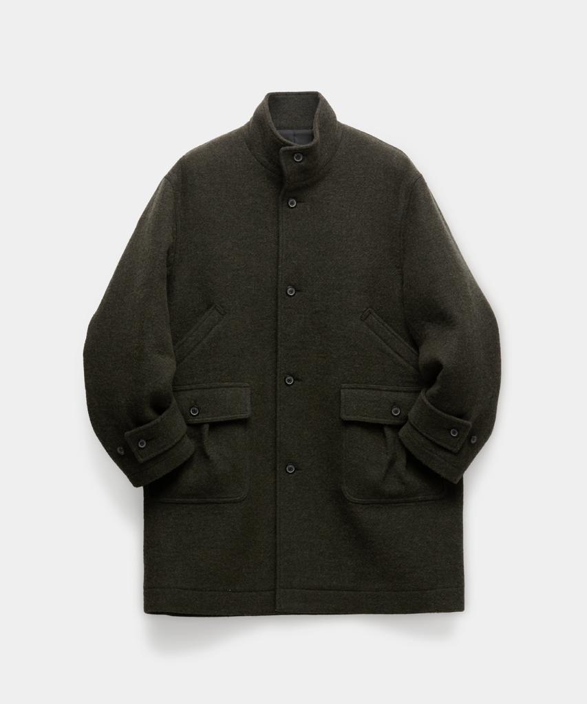 Coor Cashmere Blend Stand Collar Coat (Dark Green)