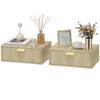 Modern Floating Nightstands Set of 2, Wall Mounted Bedside Tables with Wave Drawer Oak