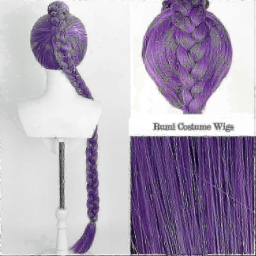 Kids Purple Braided Wig for Cosplay, Anime Costume Wig, Halloween Cosplay Props, Rumi Inspired Wig for Demon Hunters Theme New Arrival