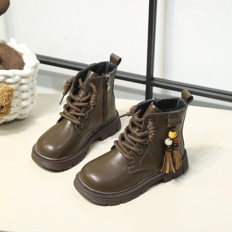 Ботинки для мальчиков и девочек 2025 осень и зима новые ботинки Мартин на мягкой подошве детские ботинки принцессы короткие ботинки кожаные ботинки высокие одноклассники