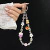 New Chinese-style Ceramic Lucky Cat Lanyard with Crystal Beads Hanging Key Chain Short Wrist Strap for Mobile Phones Bracelet