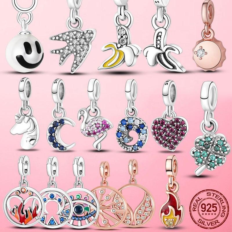 Sale Me Pendant 925 Sterling Silver Love Four-Leaf Clover Dangle Charm Beads Fit Me Bracelet Jewelry Gift