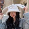 Sweet Cute Rabbit Ears Hat Women's Fashion Plush Bucket Bucket Hat Outdoor Warm Ear Protector