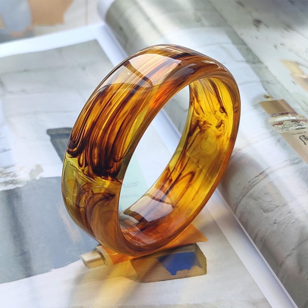 Smudging Acrylic Open Bangle Shiny Retro  Hand Ring Unique Wide Bracelet  Girls