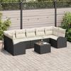 VidaXL 8-Piece Garden Sofa Set with Cushions Black Poly Rattan 3345957