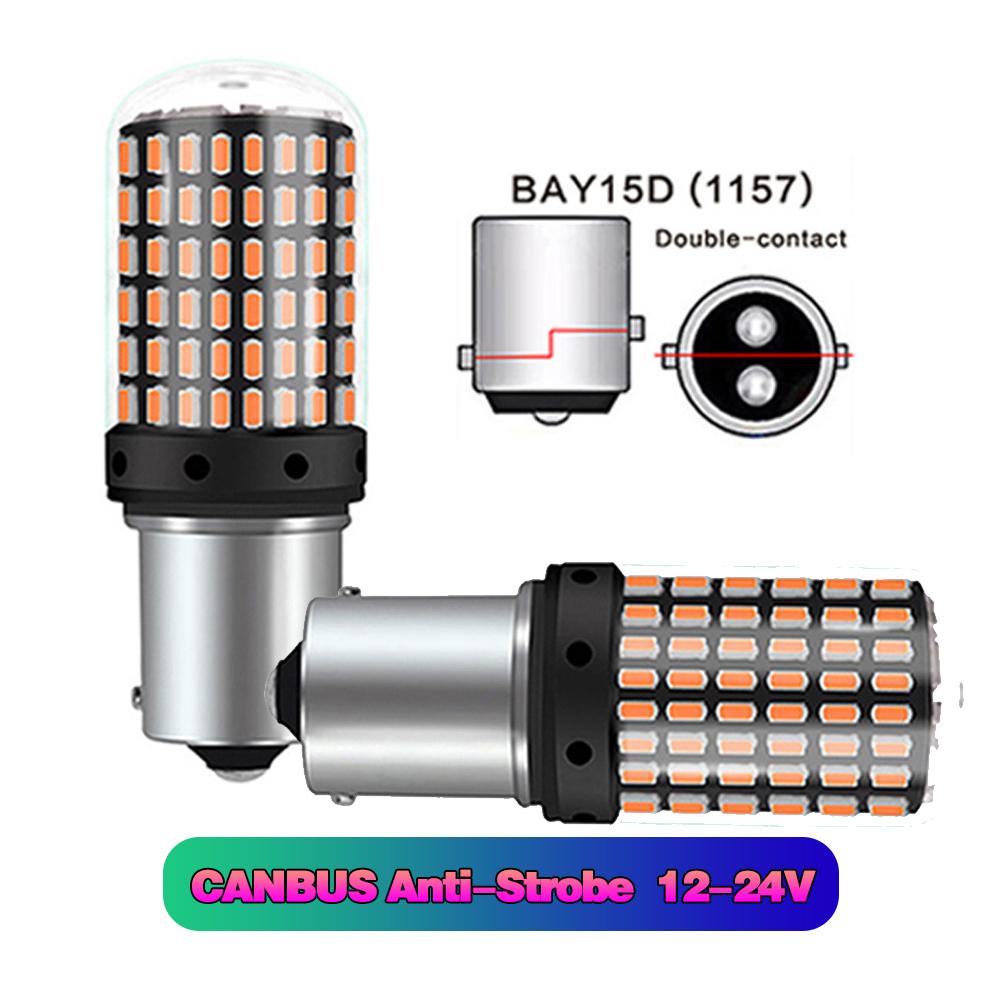 2 Pcs Led Flashing Light for Car Canbus Py21w 5W P21w Bau15s 1156 BA15S T20 W21/5W 3157 1157 Bulb 144smd Signal Lamp Assembly