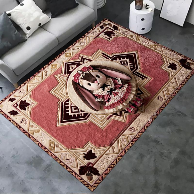 2025 Новый Милый Ковер-Коврик с Кроликом для Гостиной, Спальни, Дома, Декор Дивана, Детский Нескользящий Коврик для Пола08