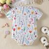 Боди для новорожденных девочек с цветочным принтом и повседневным коротким рукавом