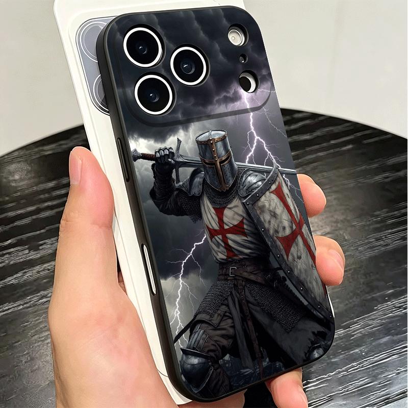Крестоносцы Рыцари-тамплиеры Мягкий чехол для телефона для iPhone 16 16E 17 Air 15 Pro Max 14 Plus 13 Mini 11 12 7 Черная задняя крышка