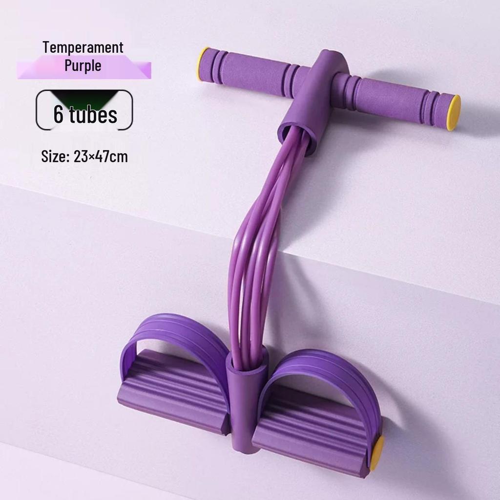 Four-Tube Foot Pedal Resistance Band & Ab Trainer