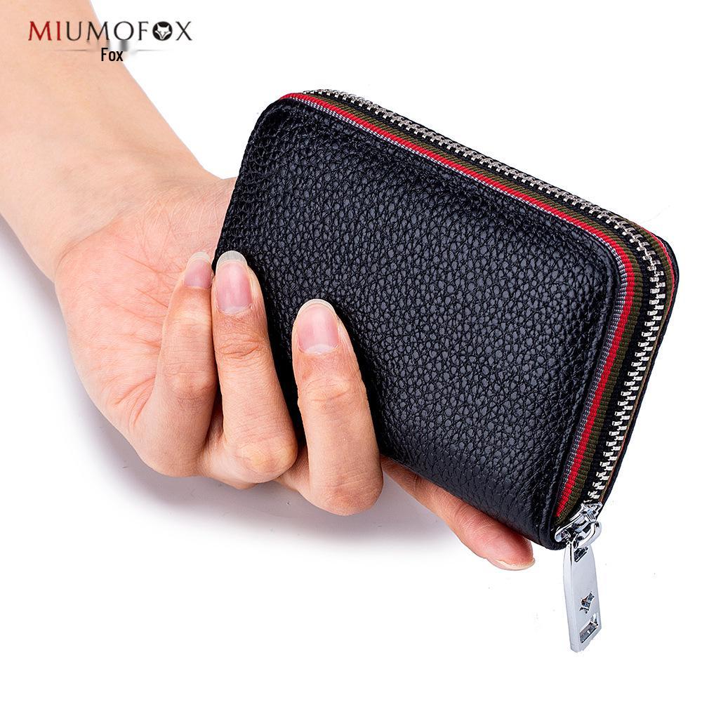 МодныйRFID-кошелек-гармошка из коровьей кожи с молнией для женщин и мужчин