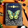 Butterfly Grimoire Journal – Celestial Leather Notebook | Lunar Moth Spell Book of Shadows