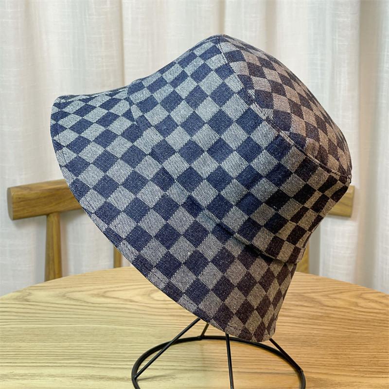 Новая джинсовая шляпа-панама в японском стиле, женская, весенне-осенняя, клетчатая, в сетку, популярная в интернете, универсальная, визуально уменьшающая лицо, маленькая летняя шляпа-ведро