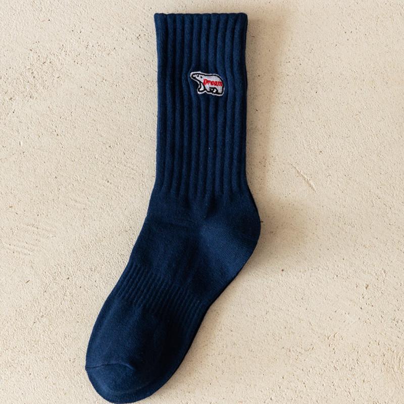 Мужские хлопковые носки до середины икры с вышивкой в виде сердца: Корейский стиль, Модный хип-хоп, Дышащий, Черно-белый для осени и зимы