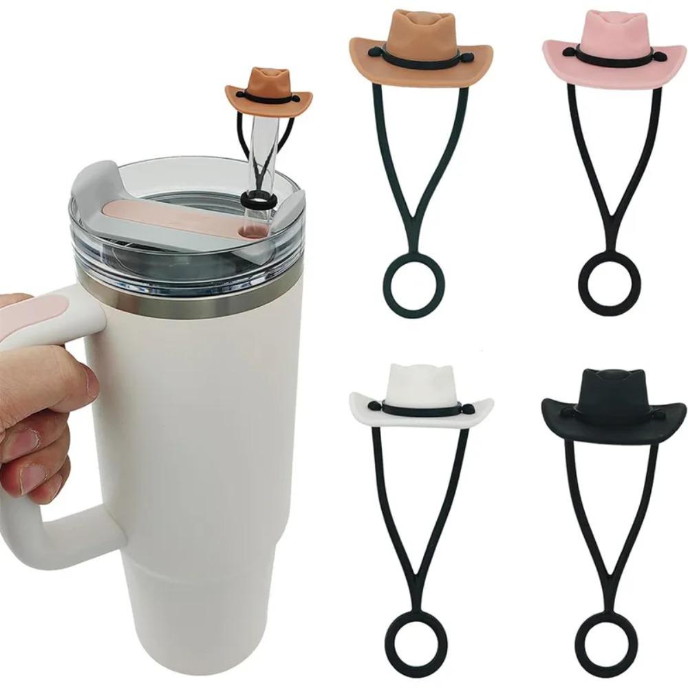 Leak Proof Cowboy Hat Straw Cover Dust-proof Straw Cap Straw Tip Protective Cap Straw Topper Party