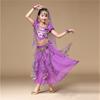 Girl Kids Tulle Indian Belly Dance Clothing Children Performance Costume Tops+Skirt +Waist Chain Bracelet 4pcs Dance Set