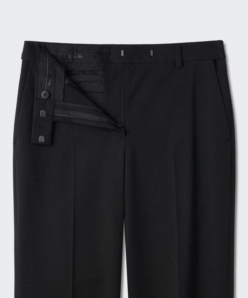 MUSINSA STANDARD WOMAN Women'S Slim Straight Hidden Elastic Waist Length Slacks [Black]