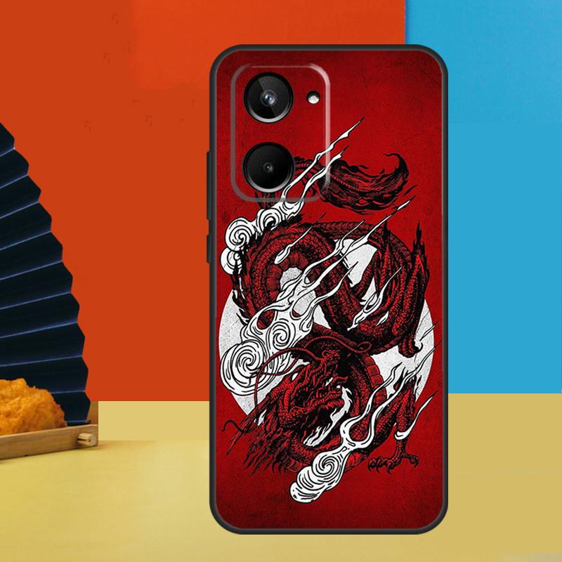 Чехол в китайском стиле с журавлем и драконом для Realme GT7 Pro GT6 10 11 12 13 14 15 Pro Plus C55 C67 C63 C61 C53 C31 C65 C71 C75