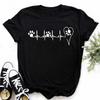 Womens Black Dog Claw Printed Tshirt Leopard Love Printed Christmas Reindeer Design Short Sleeve Casual Holiday Tshirt