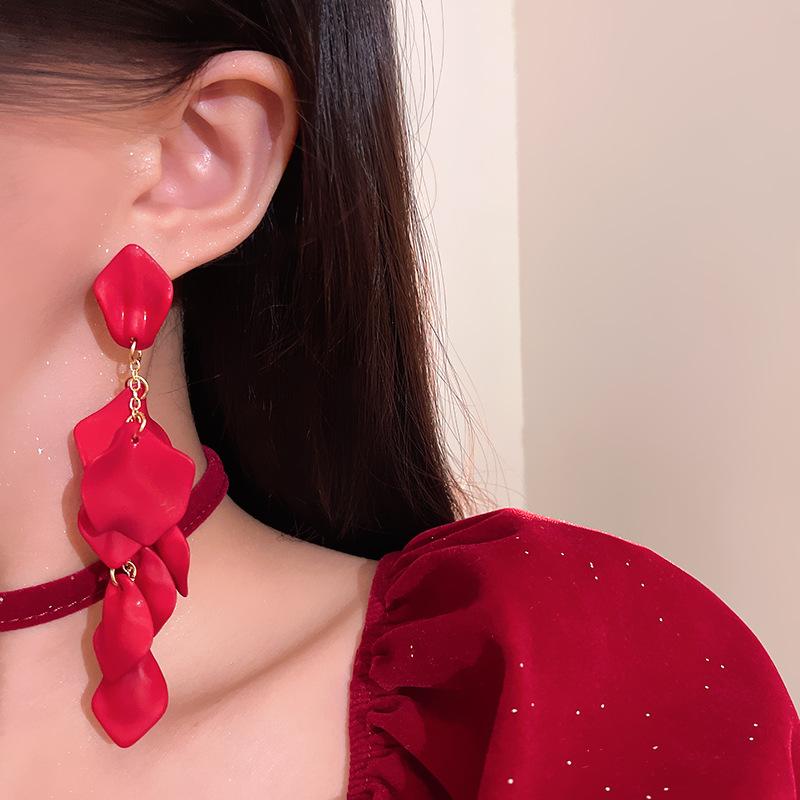 Серьги Advanced Snowflake, радостные красные длинные серьги-лепестки с кисточками для женщин