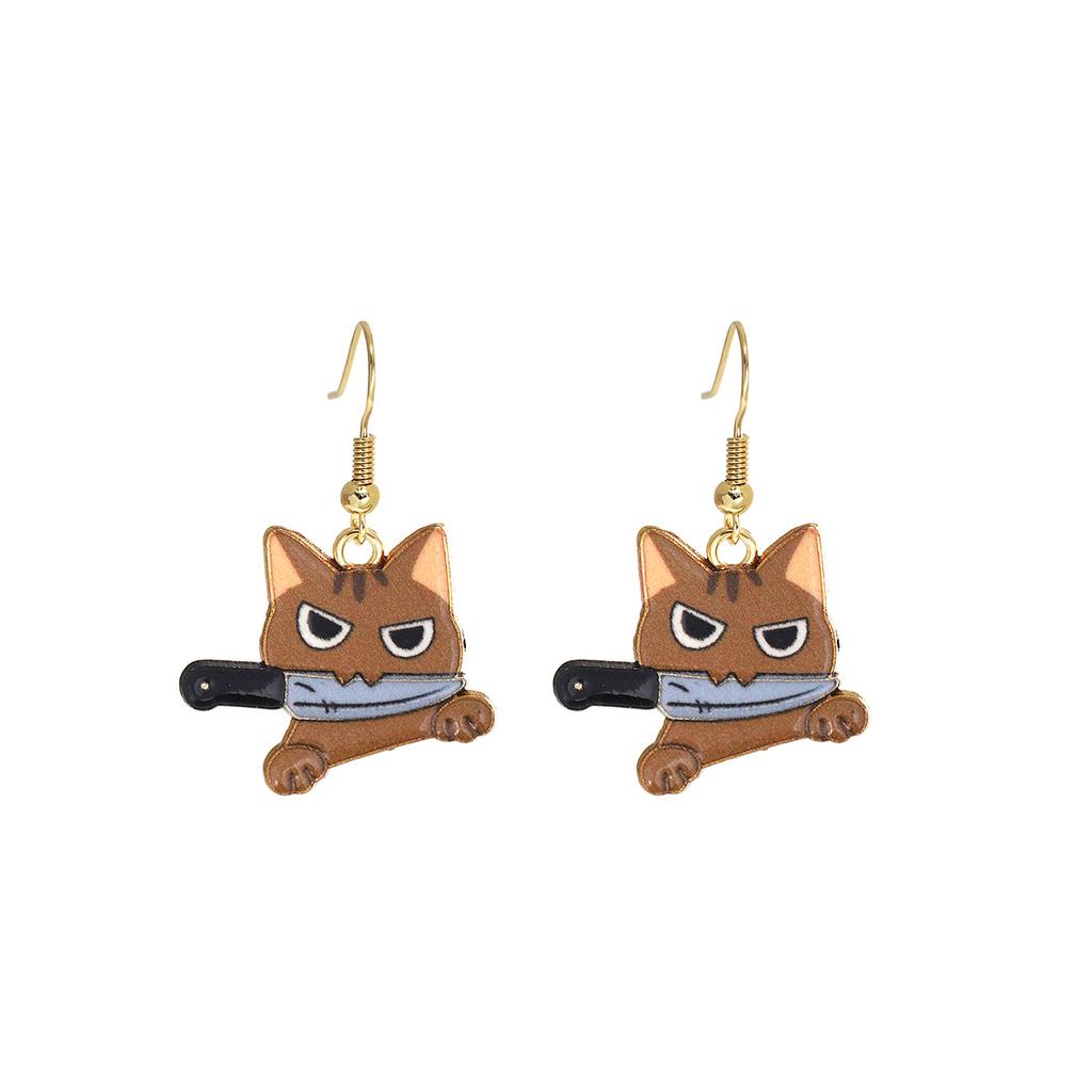 Fun Cartoon Cute Kitten Earrings, Creative Simple Earrings Animal Earrings