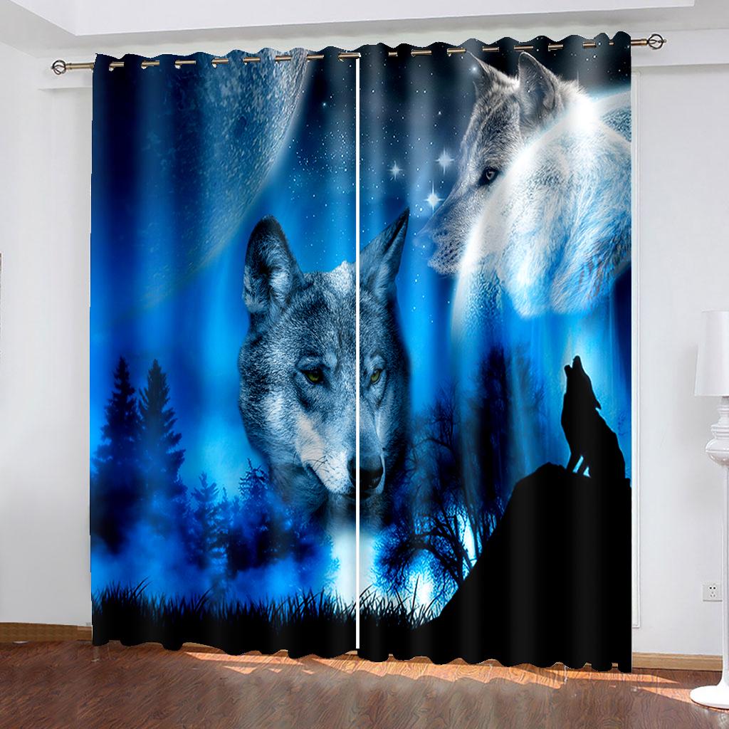 3D Print Rose Lion Tiger Wolf  Animal Shading Windowpane Drape for Children ' s Livingroom Space Bedchamber Kicthen Door HallHouseholdDecoration
