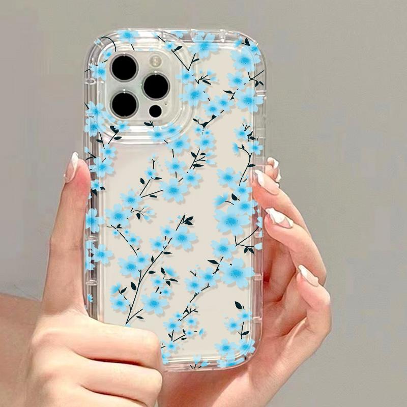 Flower Phone Case For iPhone 14 Pro Case iPhone 13 11 12 16 15 Pro Max XR X XS 7 8 Plus SE Shockproof Soft TPU Clear Cover Funda