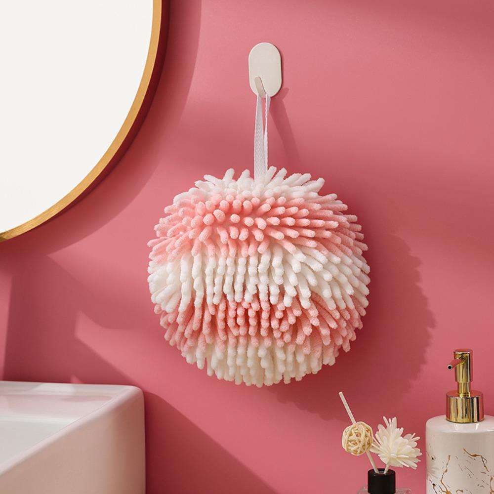 Soft Absorbent Hanging Hand Towel Quick Dry Microfiber Towels Comfortable Chenille Hand Ball  Home