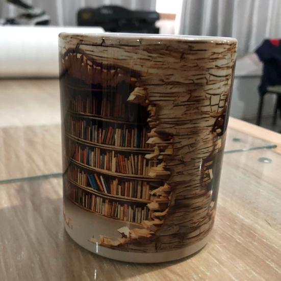 Creative Multifunctional Ceramic Water Cup A with Handle Library Shelf Space