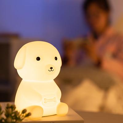 Детский ночник, детская лампа, милый портативный светодиодный Soft Touch, безопасный для детей, USB перезаряжаемый силиконовый щенок, ночь