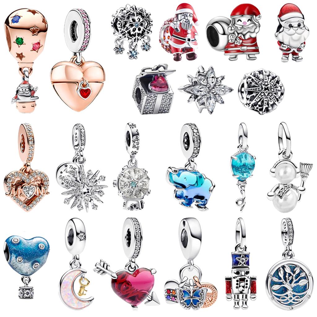 Оригинальная медная рождественская фигурка снеговика, снежинки, воздушные шары, бусины, шармы для DIY браслета, ожерелья, женский подарок