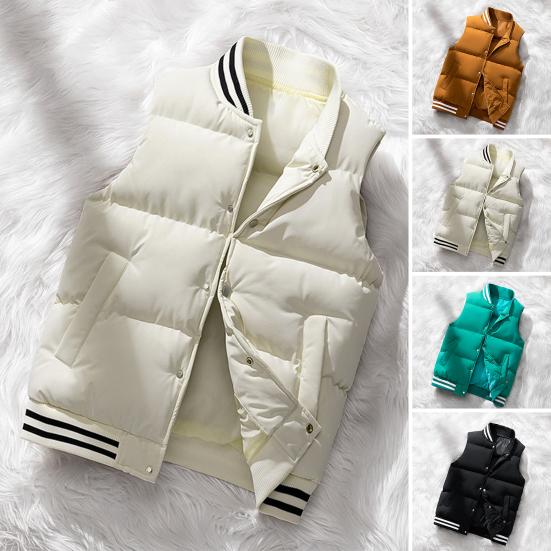 Осенне-зимний мужской жилет, ветрозащитный жилет с воротником-стойкой, свободная куртка без рукавов с хлопковой подкладкой для повседневной носки