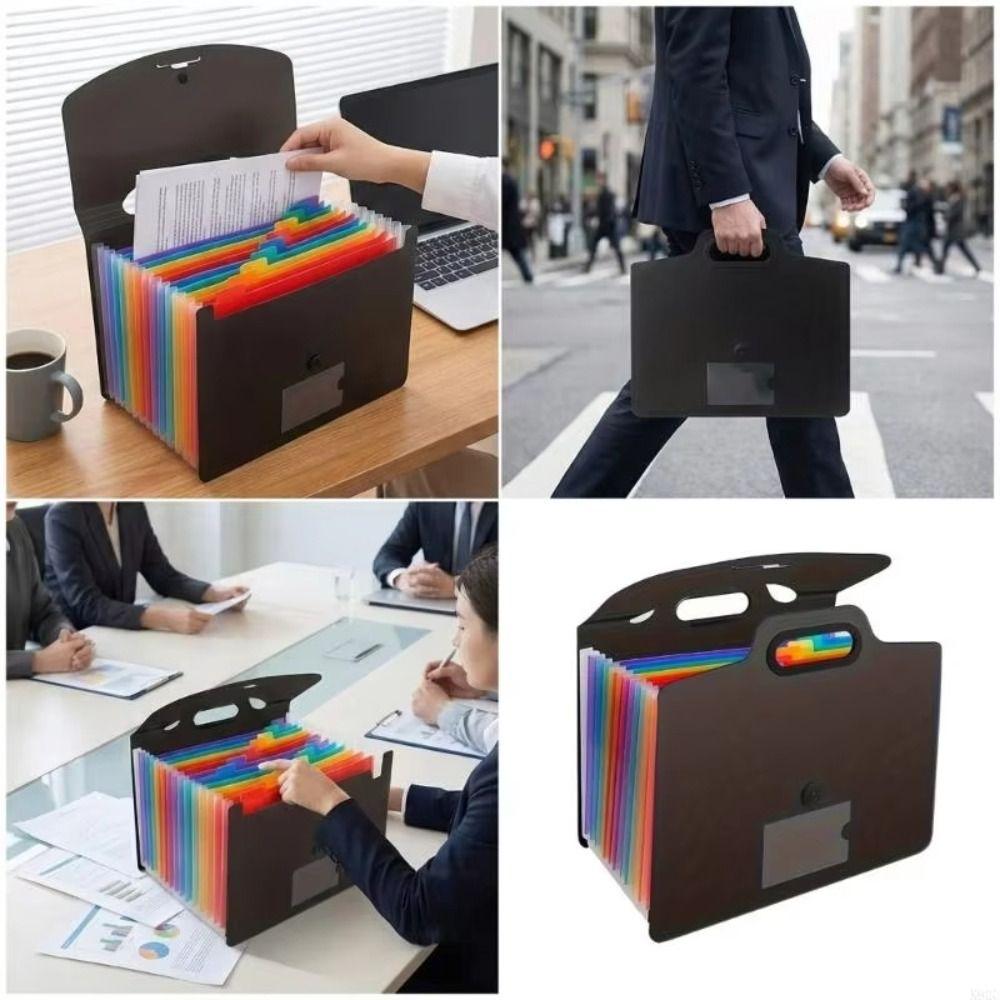 Buckle Closure Expanded File Folders Colorful Inner Pocket File Holder A4 Document Bag Home