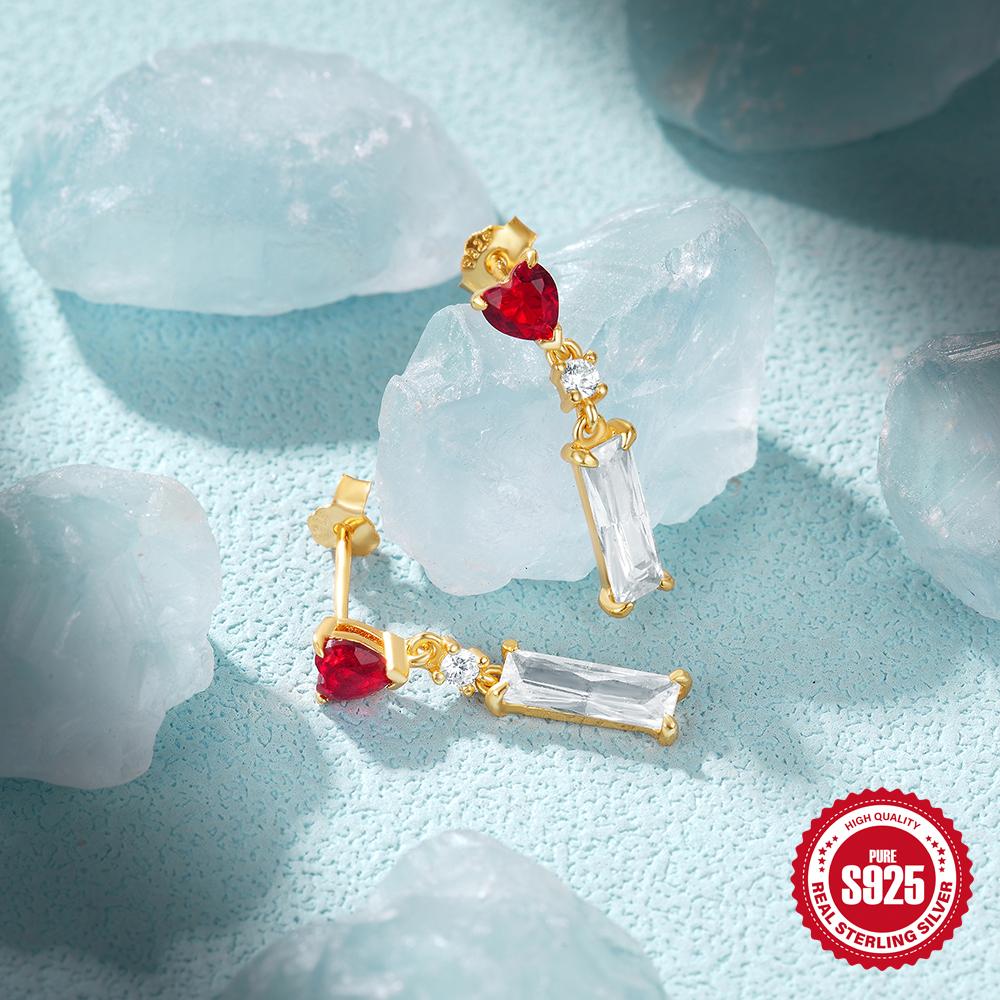 canner Стерлингового серебра S925, 2 шт., модные асимметричные серьги-гвоздики в форме сердца, подходящие для женской повседневной одежды, ювелирные изделия, подарки