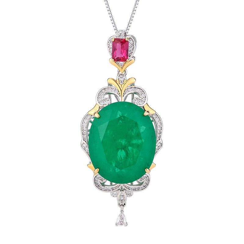 Изумрудное ожерелье, легкое роскошное ожерелье из циркона, подвеска Paraiba