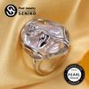 SENIKO 12-16mm Natural Freshwater Pearl Rings For Women Fashion Female Cubic Zirconia CZ Ring Pearl Jewelry Adjustable Ring