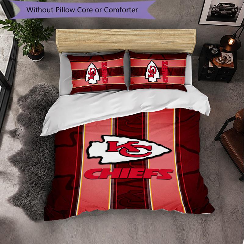 Набор постельного белья из микрофибры с узором Kansas City Chiefs, 3 предмета, декоративный комплект с пододеяльником для спальни, домашнего использования