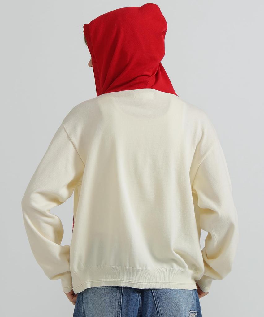 AVIREX SWEAT LOOK KNIT HOODIE Women's F Size 033 off white 783-6131602