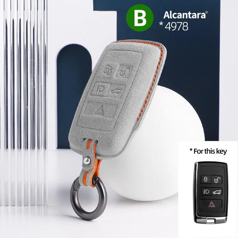 Suede Car Key Case Holder Keychain for Land Rover Range Rover Discovery 5 Sport 2018 2019 for Jaguar XEL E-PACE 2019 Accessories