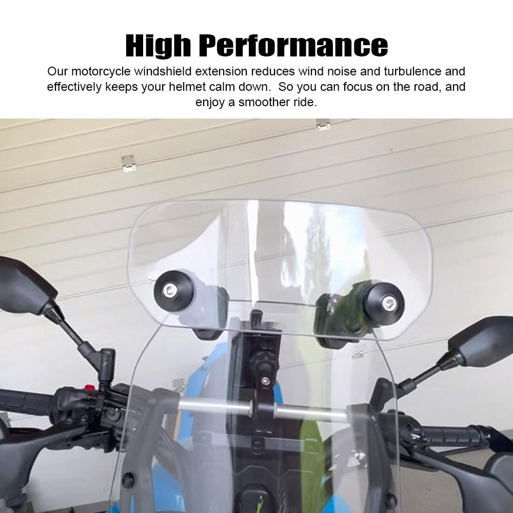 Motorcycle Windshield Extension Universal Adjustable Airflow Windscreen Extender Fits All Motobikes (Transparent)