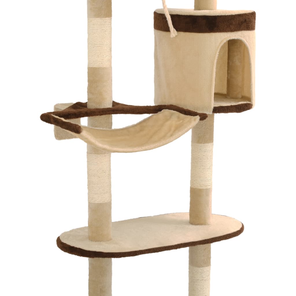 Wall Mounted Cat Scratching Post with Sisal Scratching Posts 194 cm Beige Brown