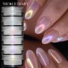 6Box/Set Aurora Pearl White Nails Powder Shell Mirror Pigment Chrome Effect Rubbing Dust Gel Polish DIY Nail Manicure Decoration