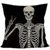 Home Decor Skeletons Making Hand Gestures Pillow Cover Pattern Cushion Cover Suitable For Sofa Bedroom Car Pillow Cover